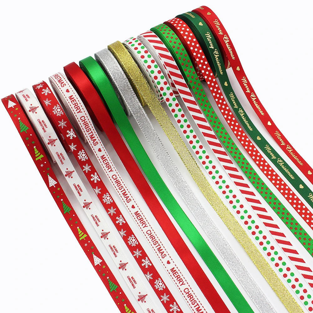 10mm 10yards Christmas Series Cartoon Grosgrain Ribbons Bow Cap Accessories Party Gift Wrap DIY Handmade Materials