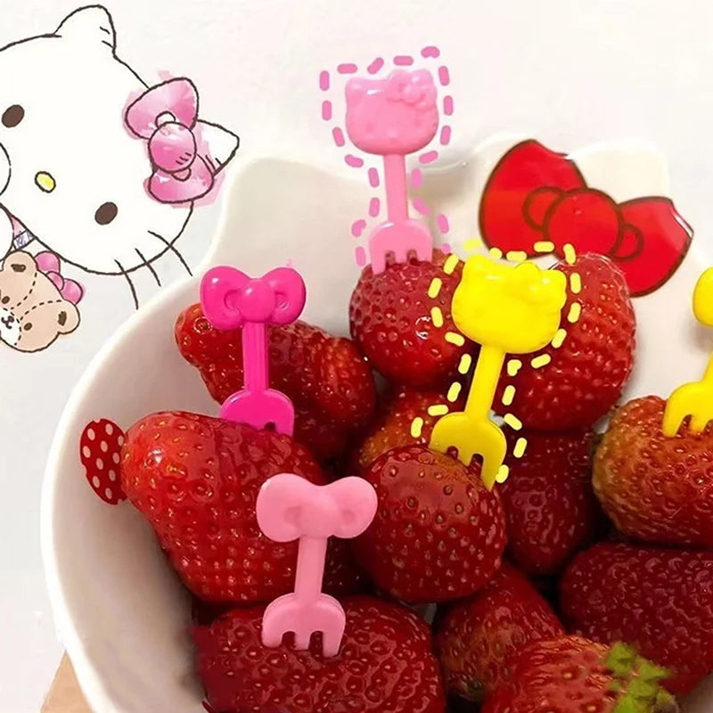 10Pcs Creative Mini Cute Fruit Fork Animation Peripheral Cartoon Exquisite Recyclable Portable Fruit Pick Snack Forks