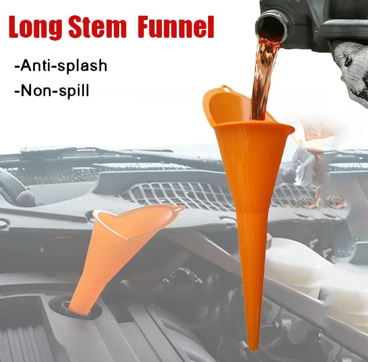 Car Long Stem Funnel Gasoline Oil Fuel Filling Tools Anti-splash Plastic Oil Funnel Motorcycle Refueling Tools Auto Accessories