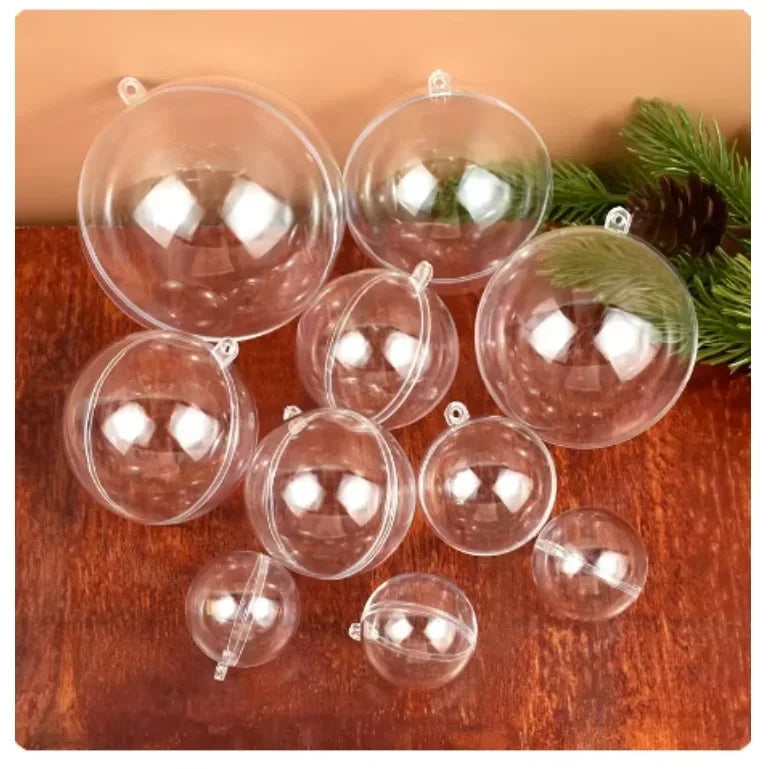 3-7CM Christmas Transparent Ball Plastic Fillable Bauble Xmas Tree Hanging Ornaments Decoration For Home Wedding Party Gift Box