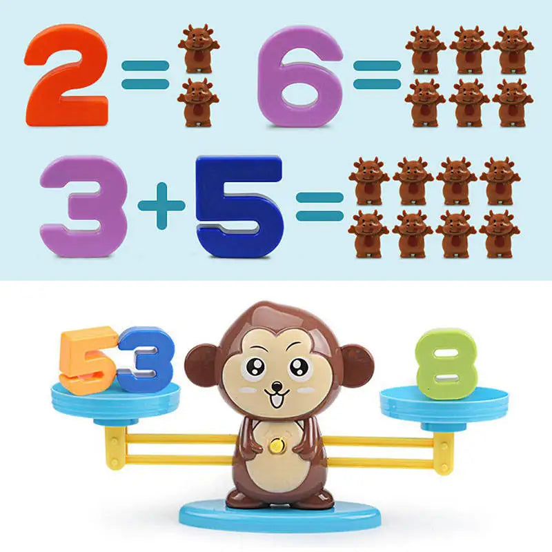 Monkey Balance Math Toy Baby Montessori Early Educational Balancing Scale Toys Teaching Material Table Games Interactive Gifts