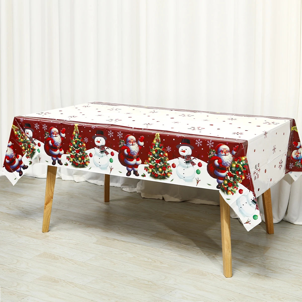 Christmas Disposable Tablecloth Christmas Decorations for Home 2024 Table Cover Navidad Noel New Year Gifts Dining Table Decor