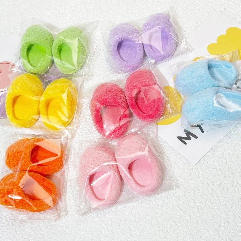 1/12 Dollhouse Simulation Plush Slippers Model Dollhouse Miniature Shoes Decorations Dolls Dress Up Accessories