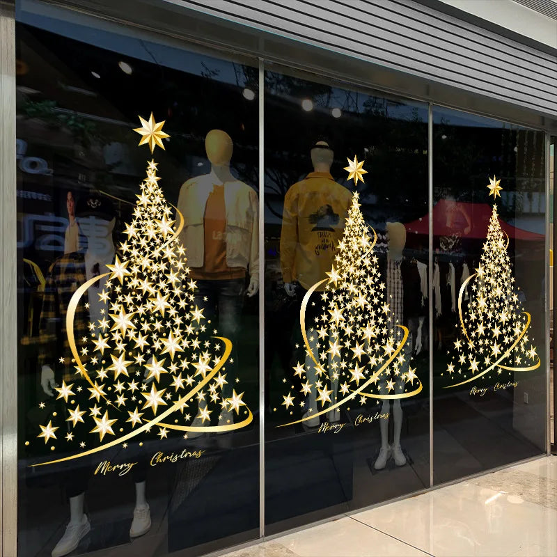 1Pack Christmas Tree Window Clings Stickers for Glass, Xmas Decals Home Decorations Holiday Christmas Decoration 2023 for Party