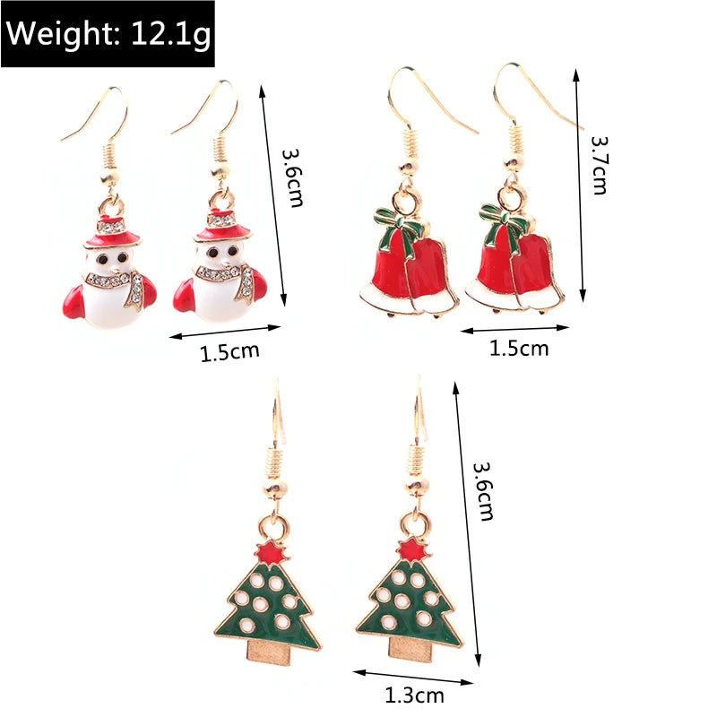 New Fashion Mix Styles Merry Christmas Drop Earrings for Women Christmas Tree Deer Santa Dangle Earrings New Year Jewelry Gifts