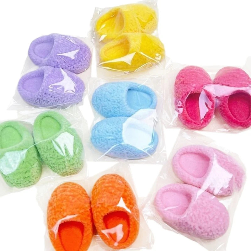 1/12 Dollhouse Simulation Plush Slippers Model Dollhouse Miniature Shoes Decorations Dolls Dress Up Accessories