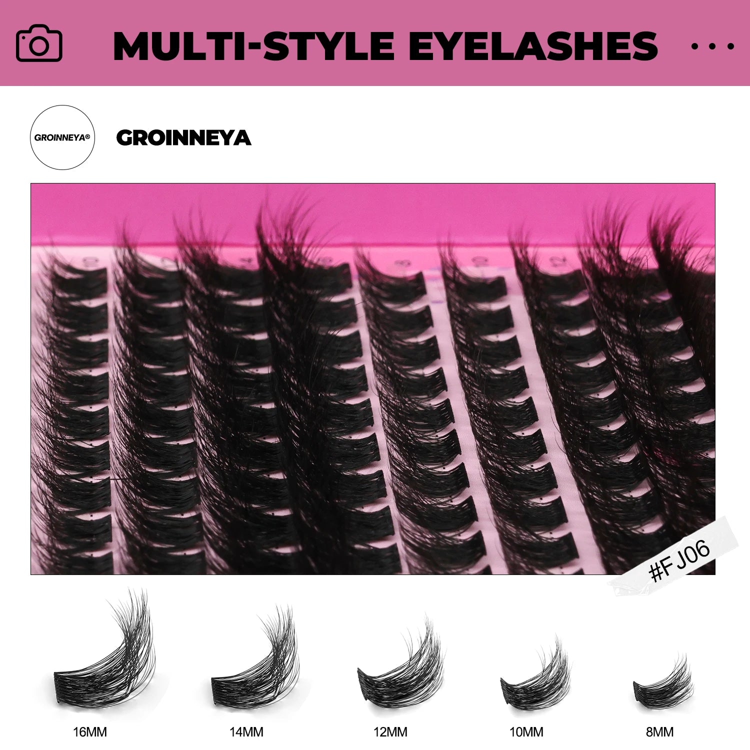 GROINNEYA DIY Lashes Extension Kit Individual Lashes Clusters Faux Mink Eyelash Extension Mix set with Lash Bond and Seal Makeup