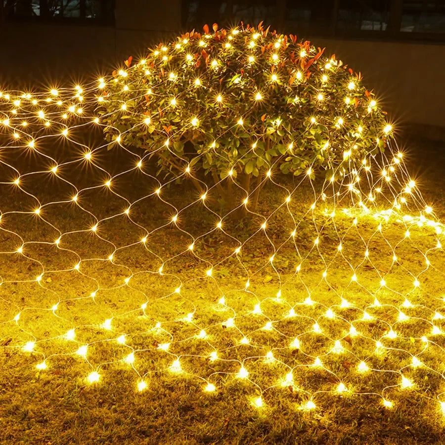 3x2/6x4M ED Net Light Outdoor Christmas Mesh String Light Waterproof Window Curtain Fairy Light for Holiday Party Decor