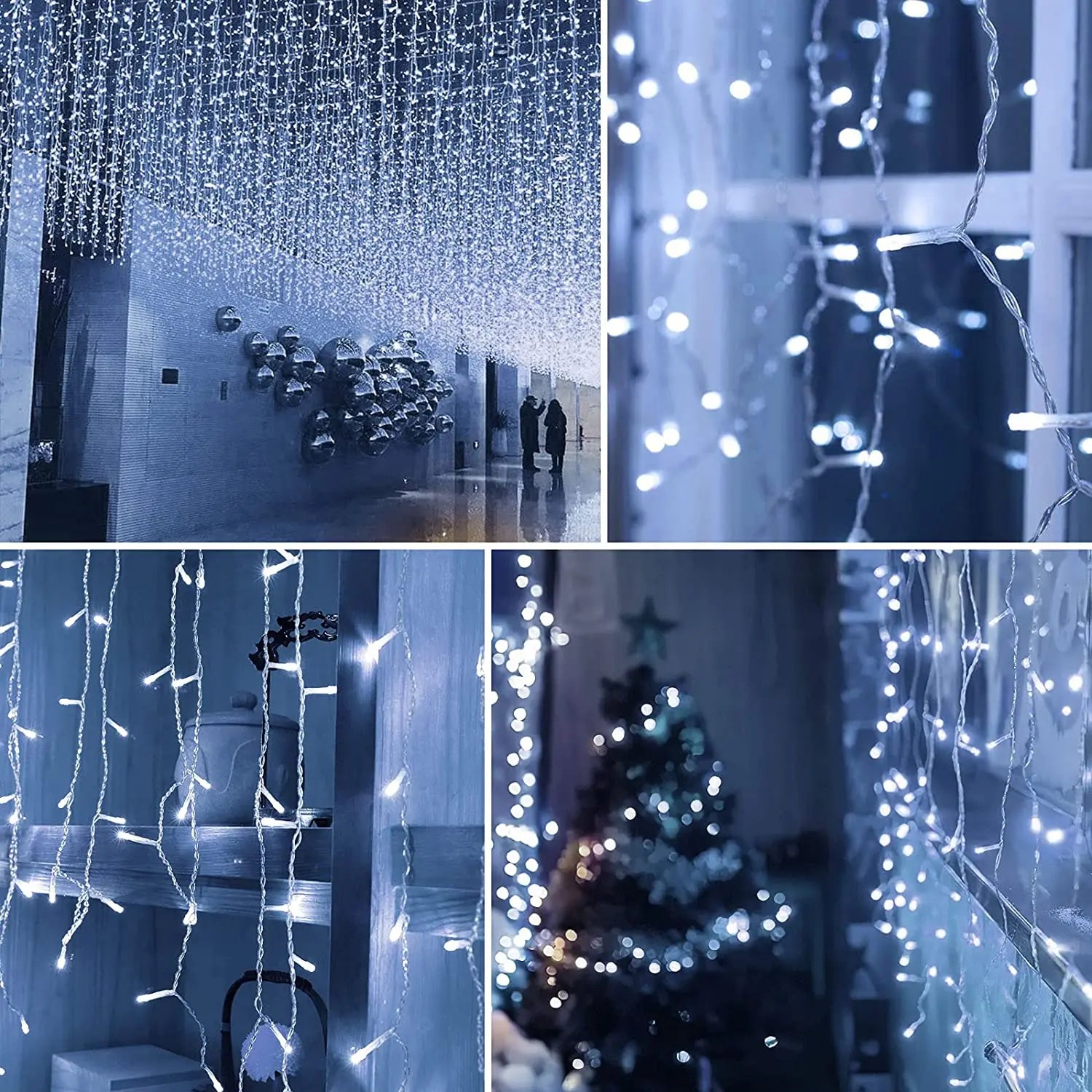 2024 Christmas Garland LED Curtain Icicle String Lights Droop 0.4-0.6m AC 220V Garden Street Outdoor Decorative Holiday Light