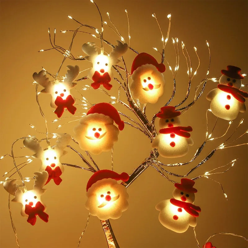 Snowman Christmas LED Garland String Light Merry Christmas Decorations For Home 2024 Cristmas Tree Ornament Xmas Navidad Gifts