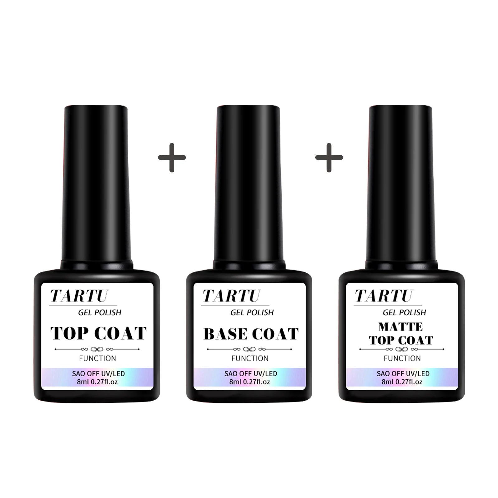 8Ml Functional Gel Nail Art Set with Base Coat and Diamond Top Coat,Matte Top ,Soak Off Gel Nail Polish for Nail Art Design Tool