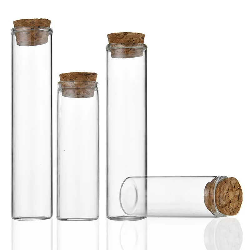 1pc 5ml/8ml/10ml/12ml/15ml/20ml/22ml/25ml/30ml Clear Glass Bottles with Cork Stopper Empty Spice Bottles Jars DIY Crafts Vials