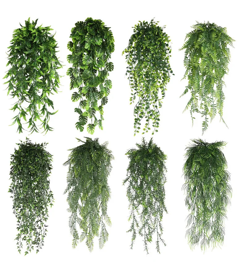 90cm Persian fern Leaves Vines Home Room Decor Hanging Artificial Plant Plastic Leaf Grass Wedding Party Wall Balcony Decoration