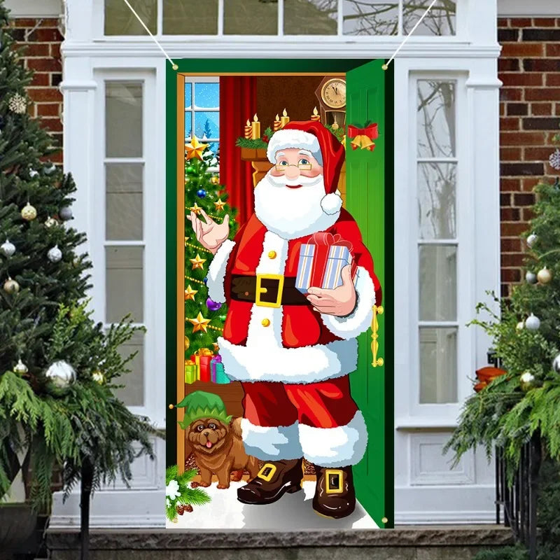 New Year Christmas Background Decoration Hanging Cloth Christmas Door Background Cloth Party Decoration Tapestry Door Cover