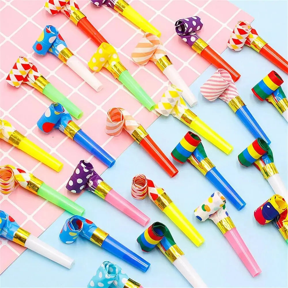 30PCS Colorful Whistles Toy Funny Toy Children Blowing Dragon Whistle Blow Roll Toys Baby Party Games Birthday Gifts Toddler Toy