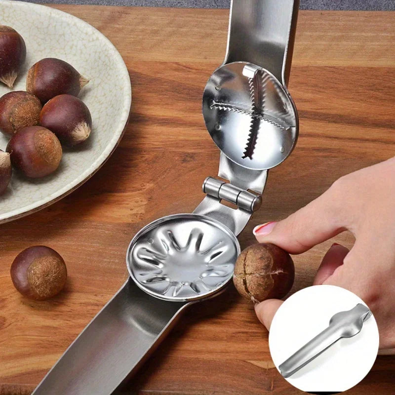 1pc  Stainless Steel Chestnut Opener, Cross Shaped Chestnut, Household Multifunctional Peeling Tool, Chestnut Clip, Walnut Clip