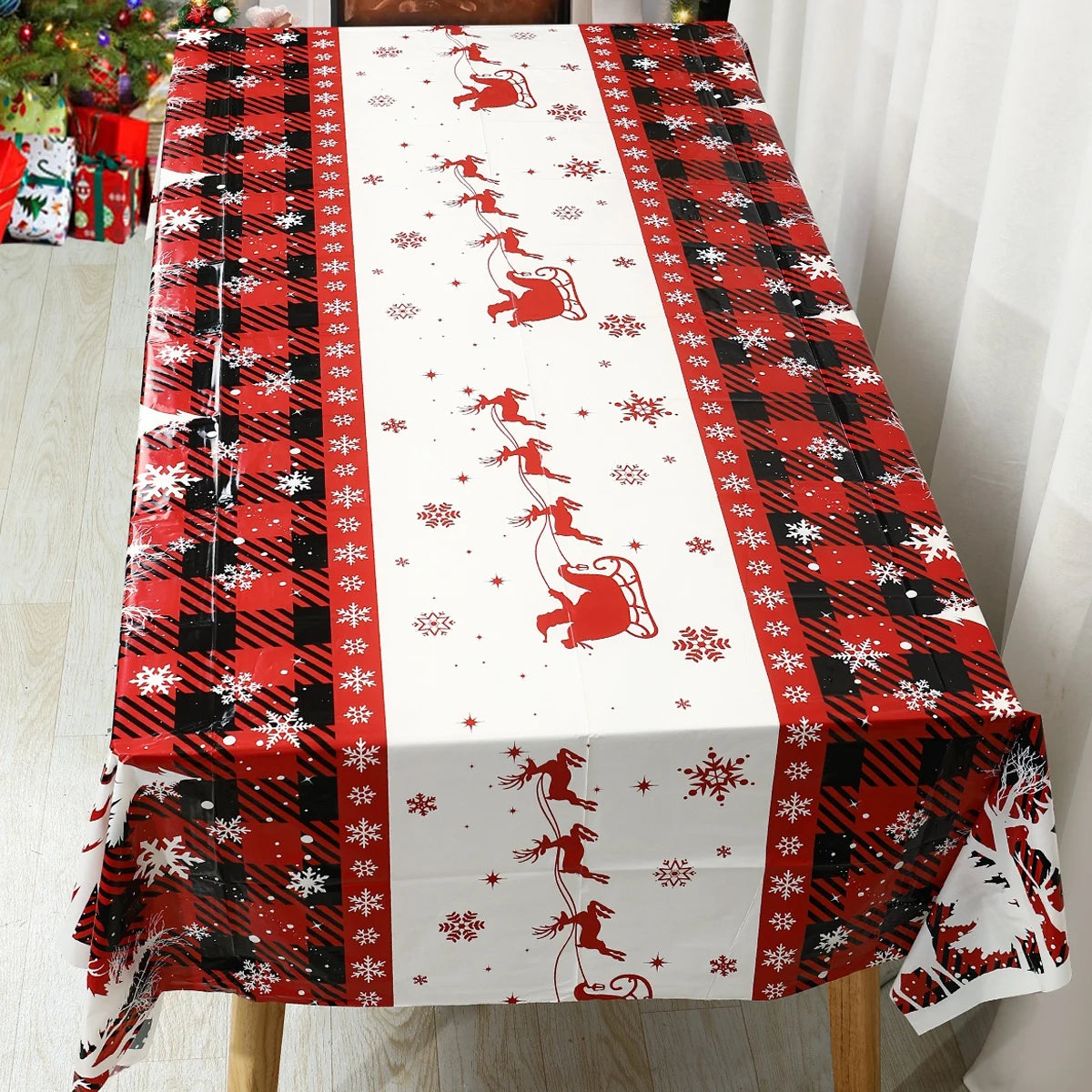 Christmas Disposable Tablecloth Christmas Decorations for Home 2024 Table Cover Navidad Noel New Year Gifts Dining Table Decor