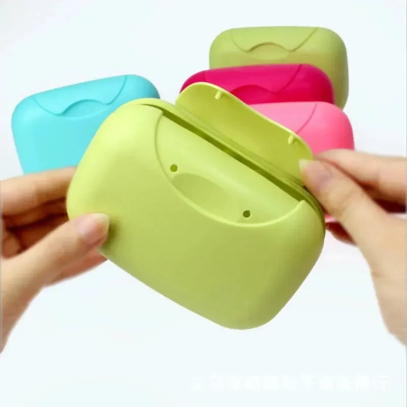 1pcs Portable Soap Dishes Soap Container with Cover Small/big Sizes Candy Color Bathroom Acc Travel Home Plastic Soap Box