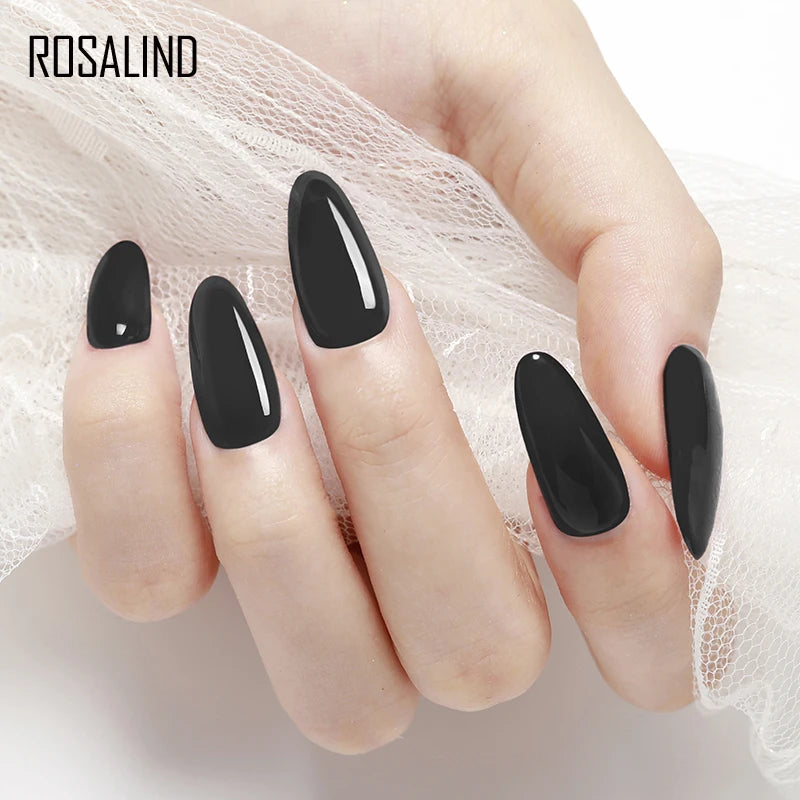 ROSALIND Mini/15ml Soak Off Pure Color Nail Gel Bright For Nail Art Design LED/UV Lamp Semi Permanent Need Base Top Coat