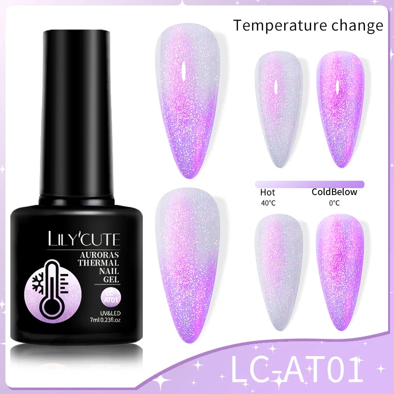 LILYCUTE 7ML Thermal Gel Nail Polish Ultra-thin Temperature Color Changing Gel Polish Semi Permanent UV Gel Nail Art Gel Varnish