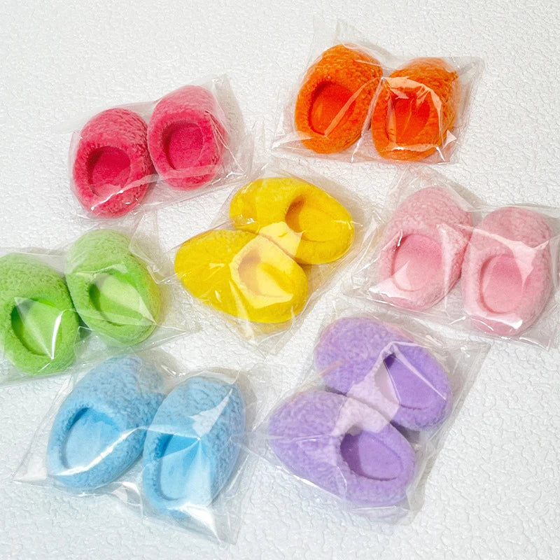 1/12 Dollhouse Simulation Plush Slippers Model Dollhouse Miniature Shoes Decorations Dolls Dress Up Accessories