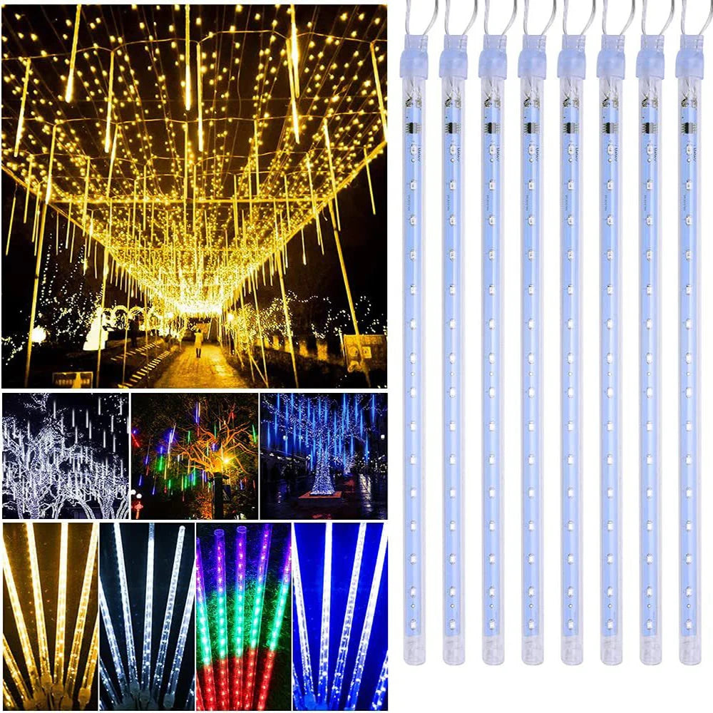 Meteor Shower Lights 50cm 8 Tubes Christmas Lights Outdoor Raindrop Lights Xmas Wedding Party Tree Holiday Decoration