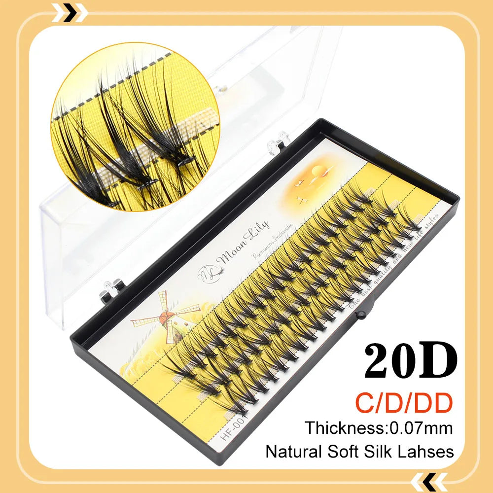 Moonlily Soft Mink 20D/30D/40D Lashes Cluster Eyelash Extension Natural Long 3D Volume Effect Faux Bunche Individual Makeup