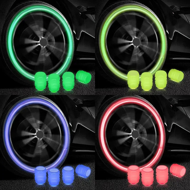 1-20PCS Luminous Car Tire Valve Cap Fluorescent Night Glowing Decor Motorcycle Bike Wheel Nozzle Dustproof Tyre Valve Stem Caps