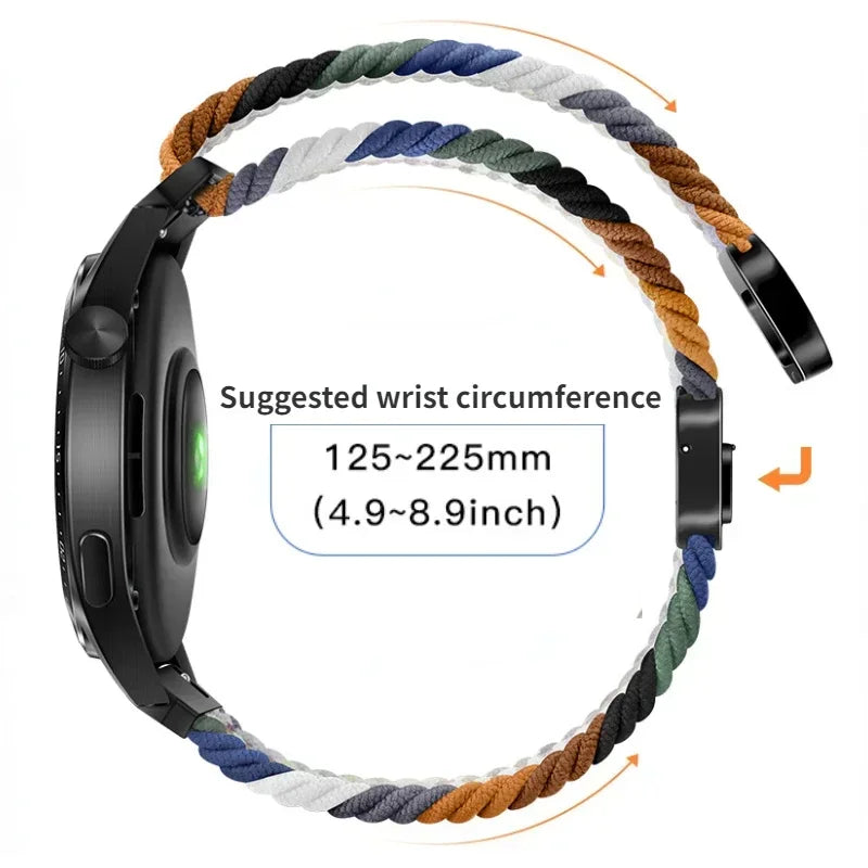 20mm 22mm Magnetic Braided Loop Nylon Strap For Huawei Watch 4/3/GT4-3-2 Pro Samsung Watch 6 5 4 3 Amazfit GTR/GTS Bracelet Band