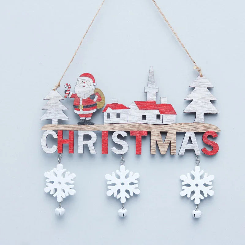 2024 Wooden Christmas Pendants Door Wall Xmas Decor Christmas Tree Hanging Ornaments Happy New Year 2025 Naviidad Decor For Home