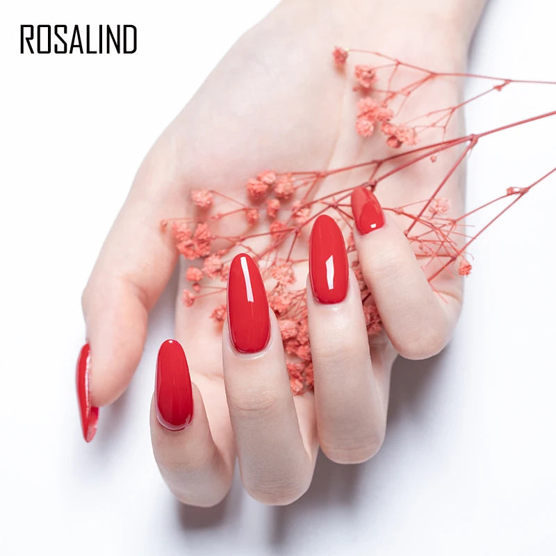 ROSALIND Mini/15ml Soak Off Pure Color Nail Gel Bright For Nail Art Design LED/UV Lamp Semi Permanent Need Base Top Coat