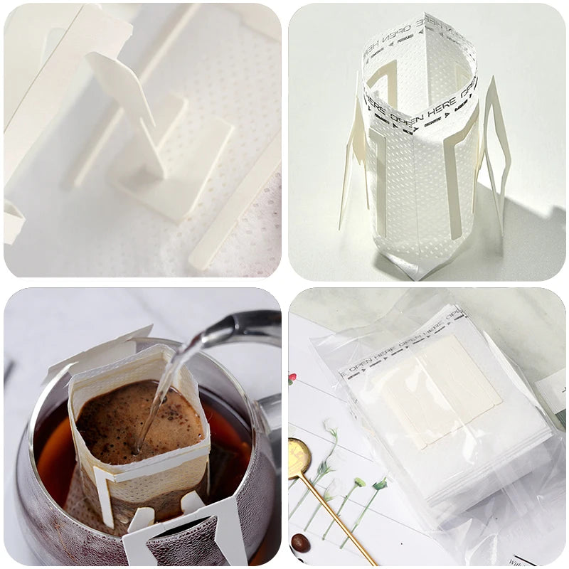 25/50/100 pcs Coffee Filter Bags Disposable Drip Coffee Paper Pack Portable Hanging Ear Espresso Coffee Accessories Tea Tool