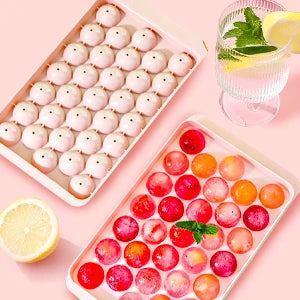 33PCS Round Ice Balls,Ice Trays for Freezer Is Easy to Release & Sturdy- Small Pellet Ice Maker for Drinks, Coffee and Cocktails