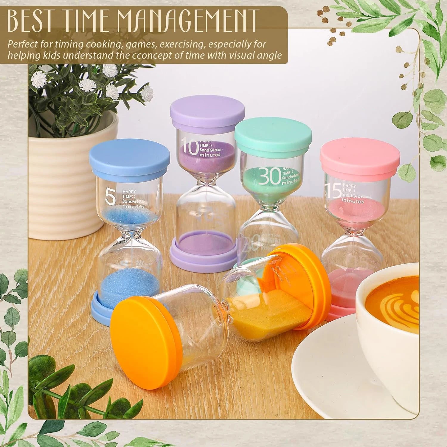 1PCS 3/5/10/15/30 Minutes Colorful Hourglass Sandglass Children Kid Gift Toy Sand Timer Hour Glass Home Decoration Sand Clock