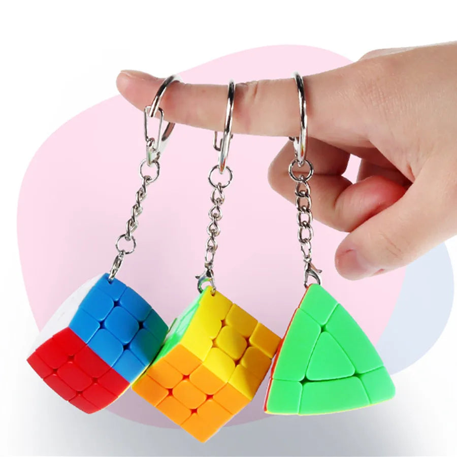 Sengso Key Chain 3x3 Mini Magic Cube 3x3 Bread Magic Tower KeyChain  Backpack decoration Cubo Magico Puzzle Toy Children Gift