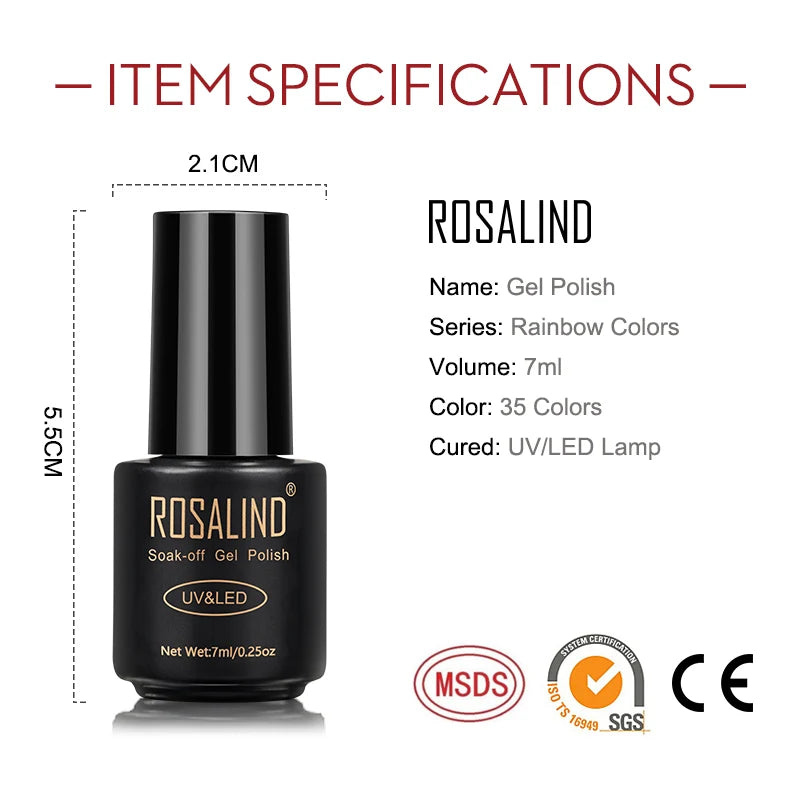 ROSALIND Nail Polish Red Nude Series Polish All For Manicure Nails Art Semi Permanent Gel UV LED Soff Off Hybrid Varnishes