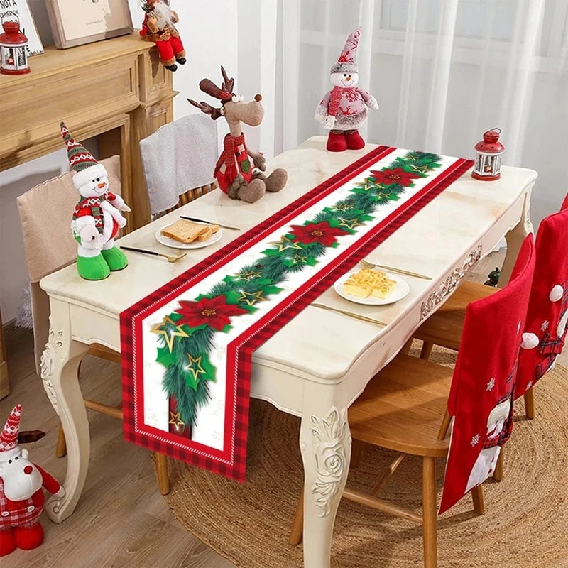 Christmas Table Runner Merry Christmas Decoration for Home Table 2024 Xmas Ornament Navidad Notal Noel Happy New Year Gifts 2025