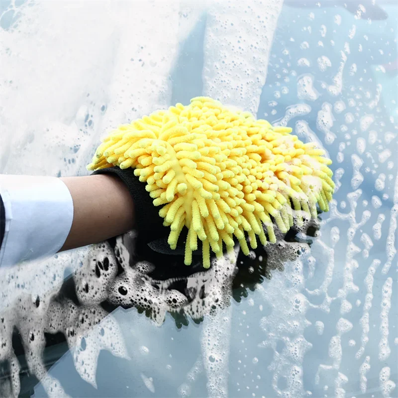 1/5pcs Car Washing Gloves Waterproof Microfiber Chenille Gloves Car Cleaning Mitt Detailing Brush Auto Care Double-faced Glove