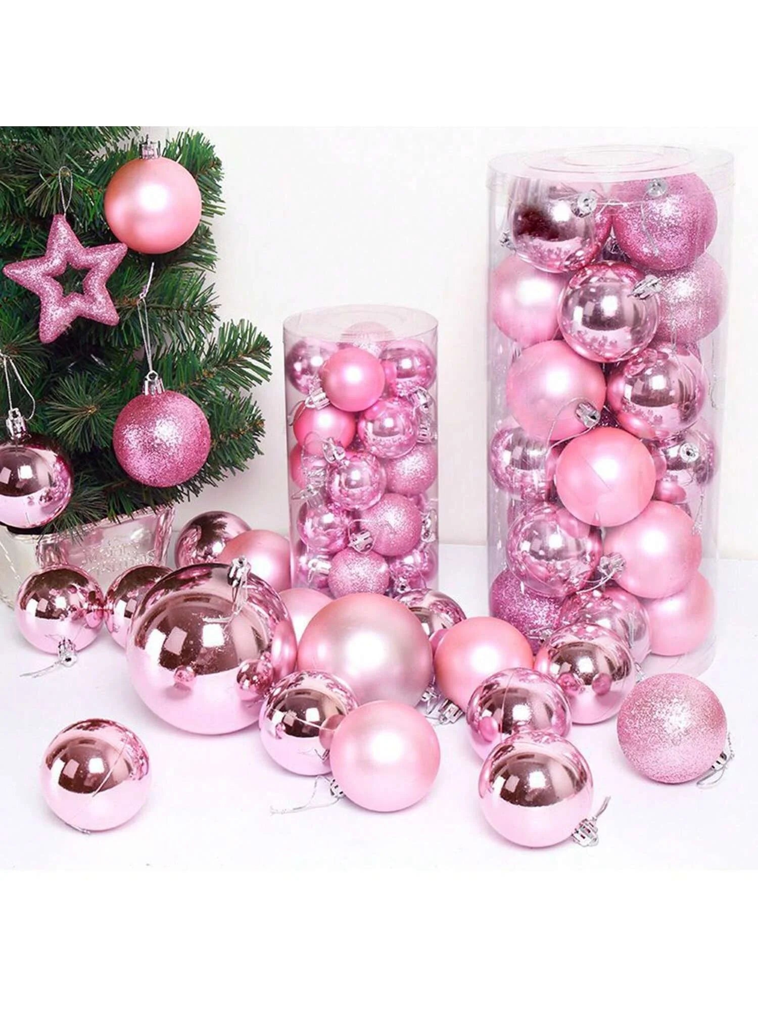 24pcs 4cm mini pink gold silver Christmas hanging ball Christmas tree home decoration hanging ball