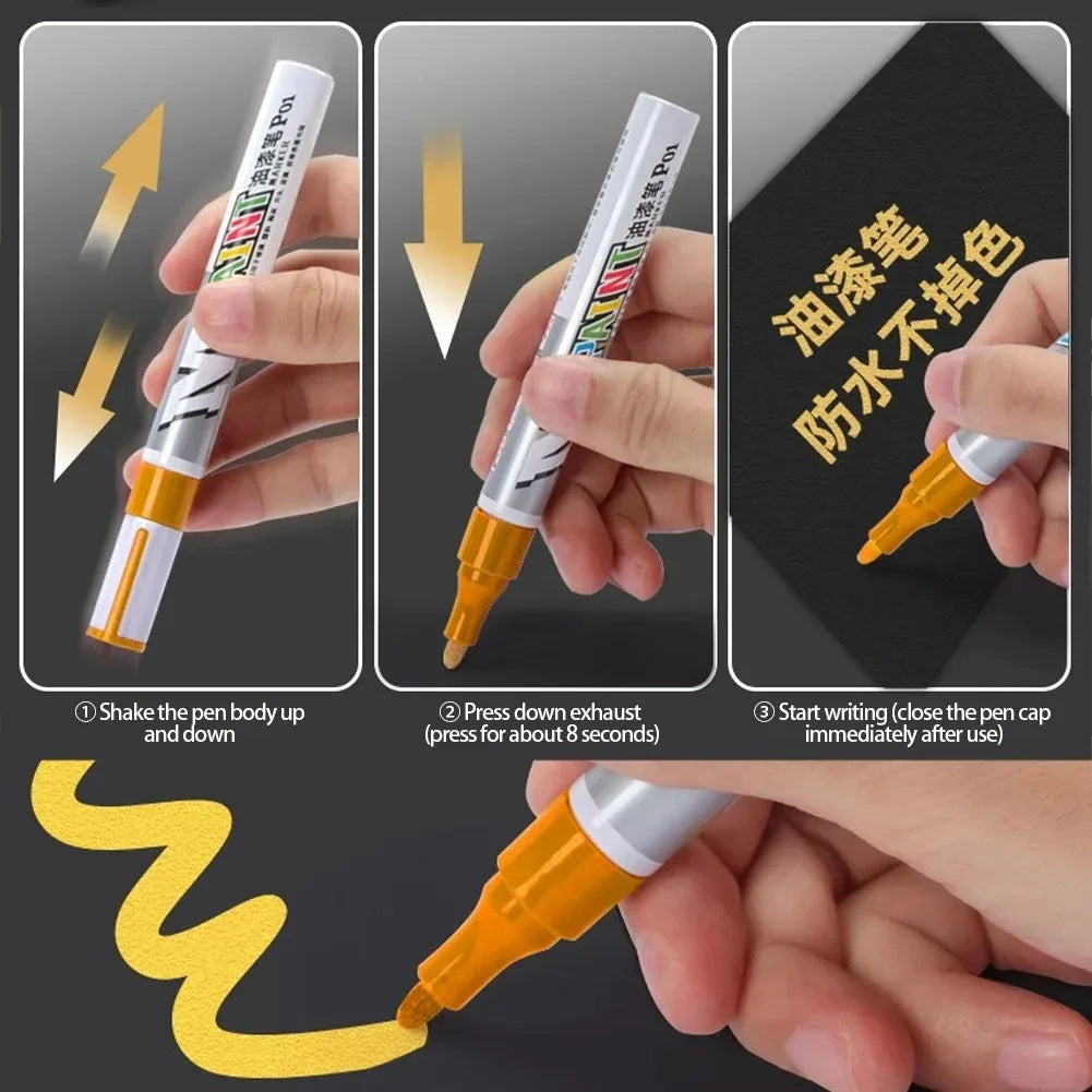 Car paint scratches repair brush pen waterproof water paint marker pen car tire tread care automotive  black white red silver