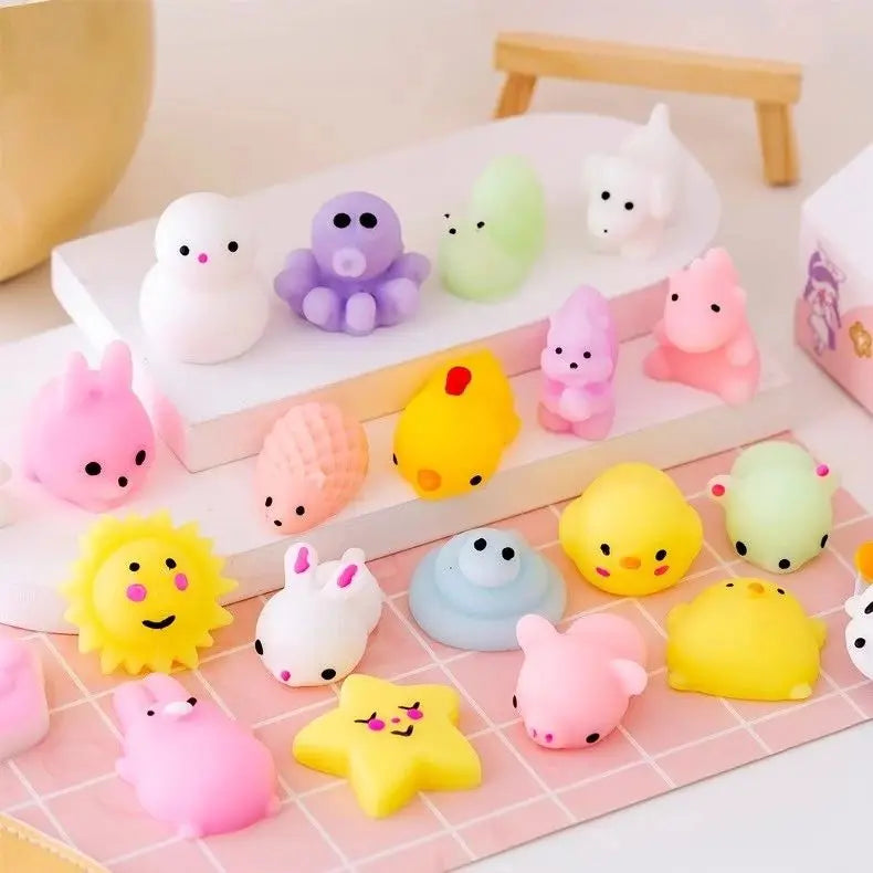 20Pcs Mini Cute Cartoon Animal Stress Relief Toys For Boys Girls Birthday Party Favor Piñata Filler Carnival Kids Party Supplies