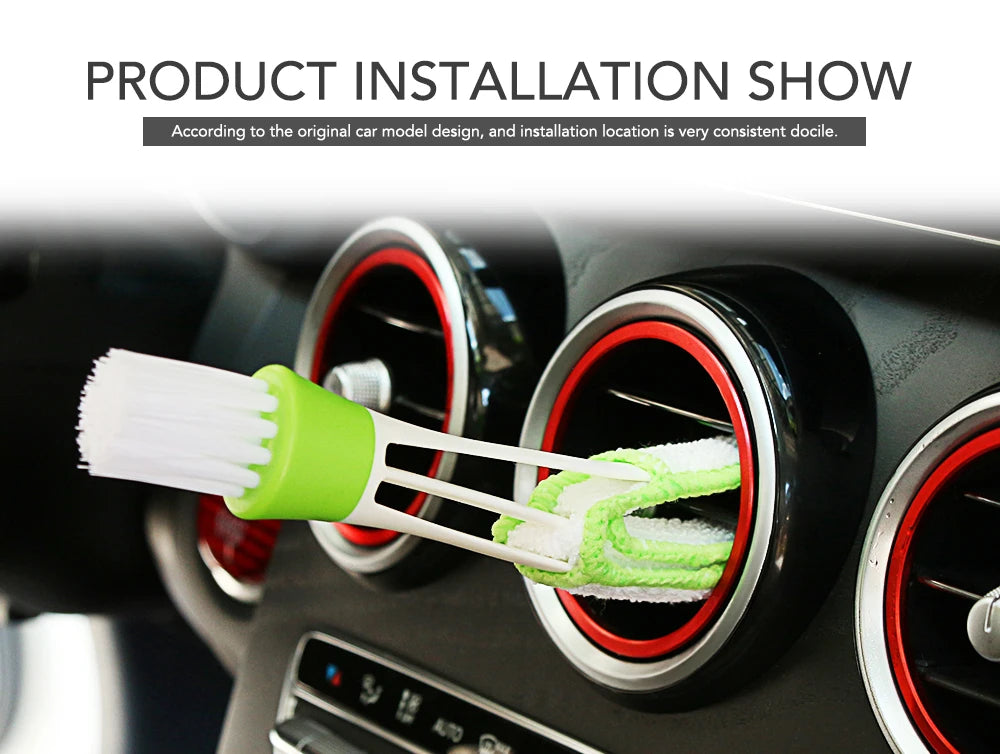 Multifunction Car Air Vent Cleaner Mini Double-end Micro Fiber Vent Duster Removable Cloth Cover Portable Cleaning Brush For Car