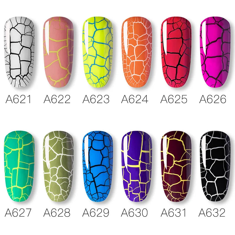 ROSALIND Cracked Gel Nail Polish Air Dry Nail Varnish Hybrid Crackle Manicure Acrylic Art UV Gel Semi Permanent Base Top Coat