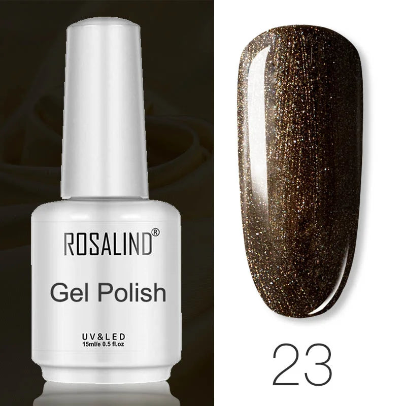 ROSALIND Mini/15ml Soak Off Pure Color Nail Gel Bright For Nail Art Design LED/UV Lamp Semi Permanent Need Base Top Coat