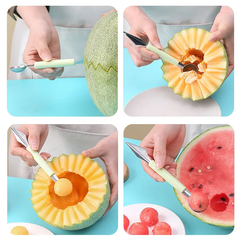 Multi Function Fruit Carving Knife Watermelon Baller Ice Cream Dig Ball Scoop Spoon Baller Kitchen DIY Cold Dishes Tools Gadgets