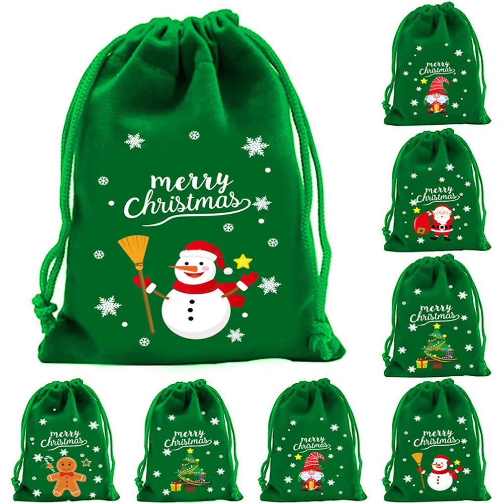 15x20cm Xmas Velvet Bags Candy Gift Bag Drawstring Pouch Christmas Party Favor Boutique Jewelry Packaging Bags New Year 2025