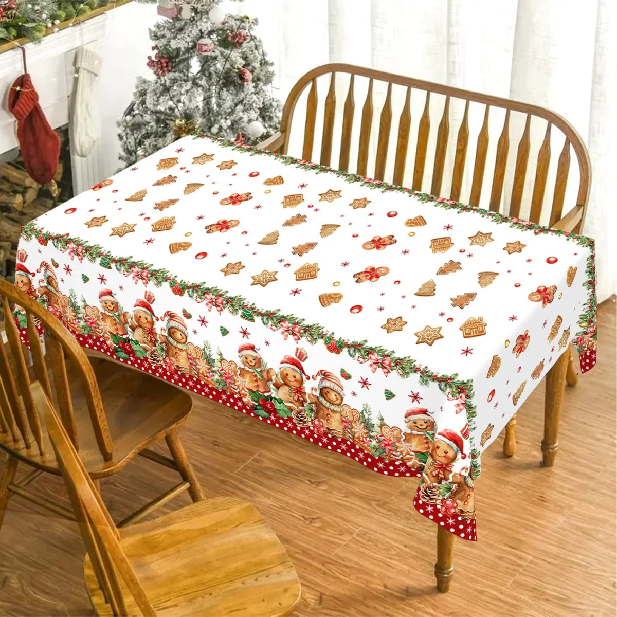 Christmas Disposable Tablecloth Christmas Decorations for Home 2024 Table Cover Navidad Noel New Year Gifts Dining Table Decor