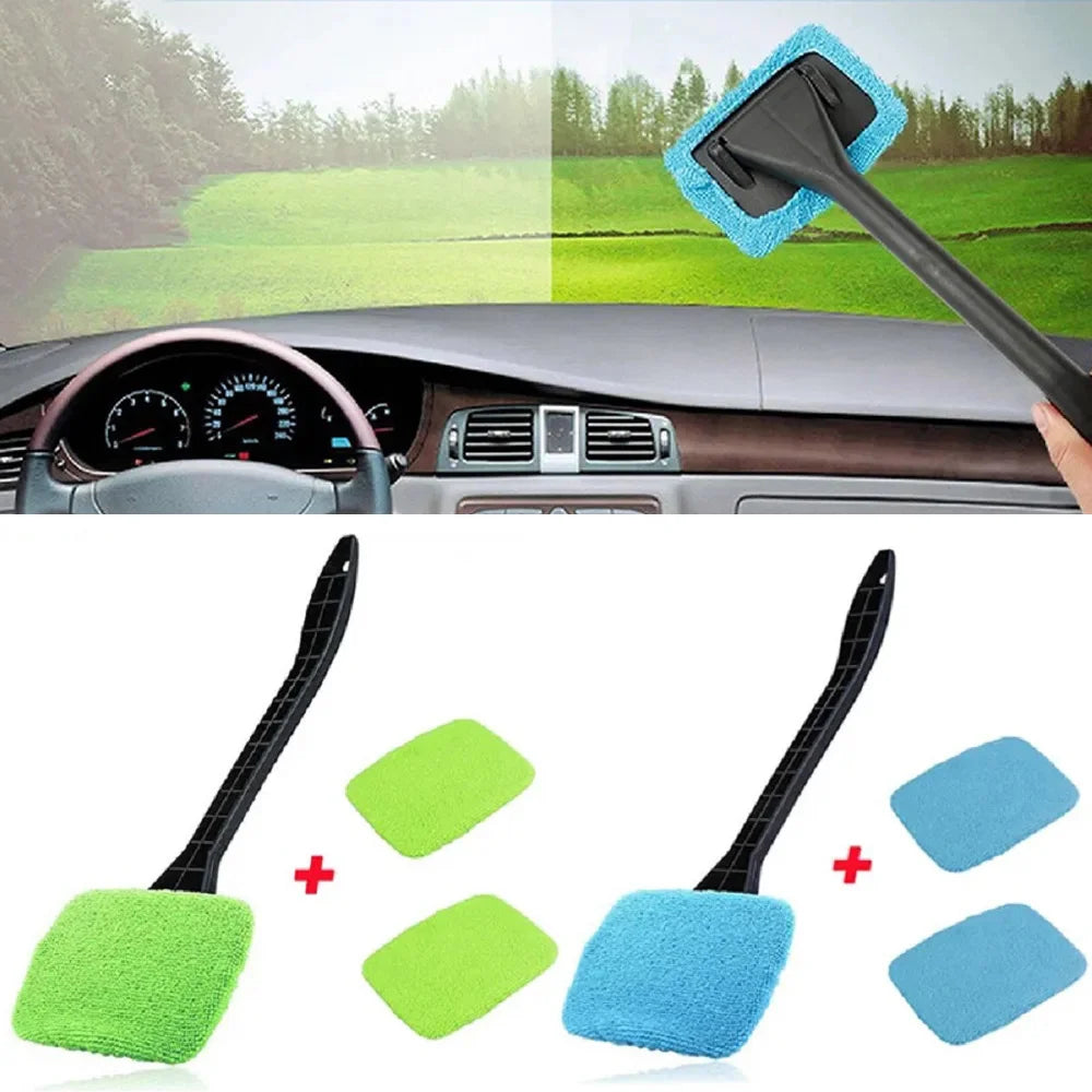 Car Window Cleaner Brush Kit Windshield Cleaning Wash Tool Inside Interior Auto Glass Wiper With Long Handle Car Accessories