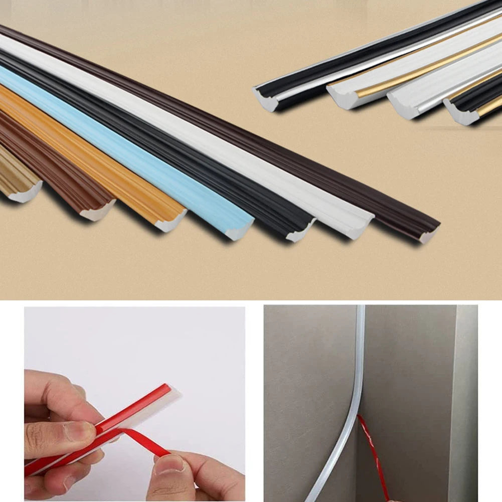 1pc Self-Adhesive Skirting Line Flexible Foam Molding Trim 3D Decorative Wall Border Waterproof And Antifouling Home Wall Decor