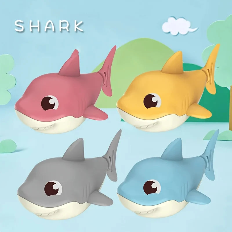 1pc Summer hot new cartoon shark baby water play toy with wind up chain, outdoor beach toy, shower toy, bath toy